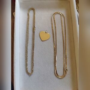 Gold Heart Pendant Necklace Set